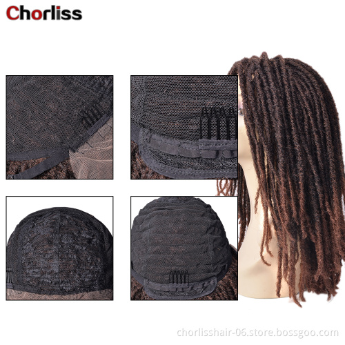 Private Label Cheap Ombre Afro Dreadlocks Wigs For Black Women Curly Braids Heat Resistance Faux Locs Synthetic Hair Wigs